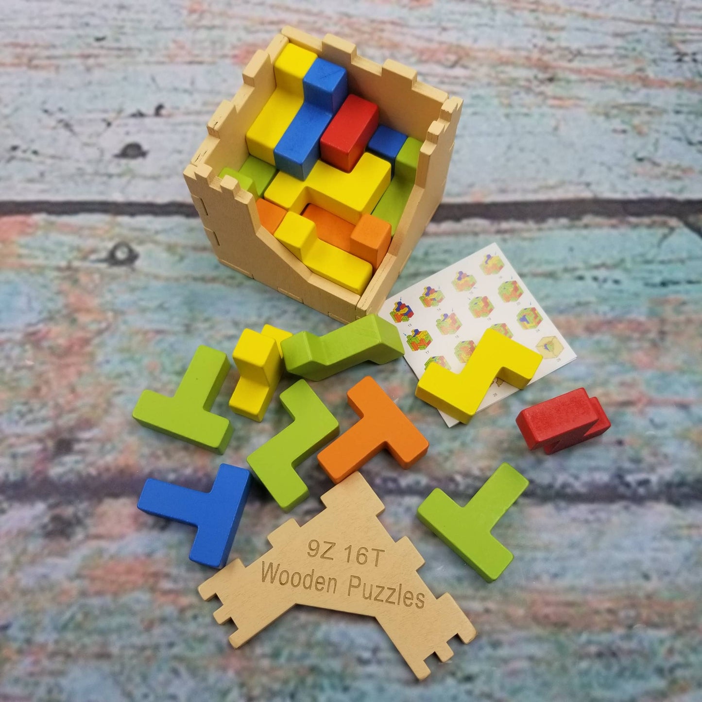 Wood Brain Puzzle 3D Box Building Block Toy