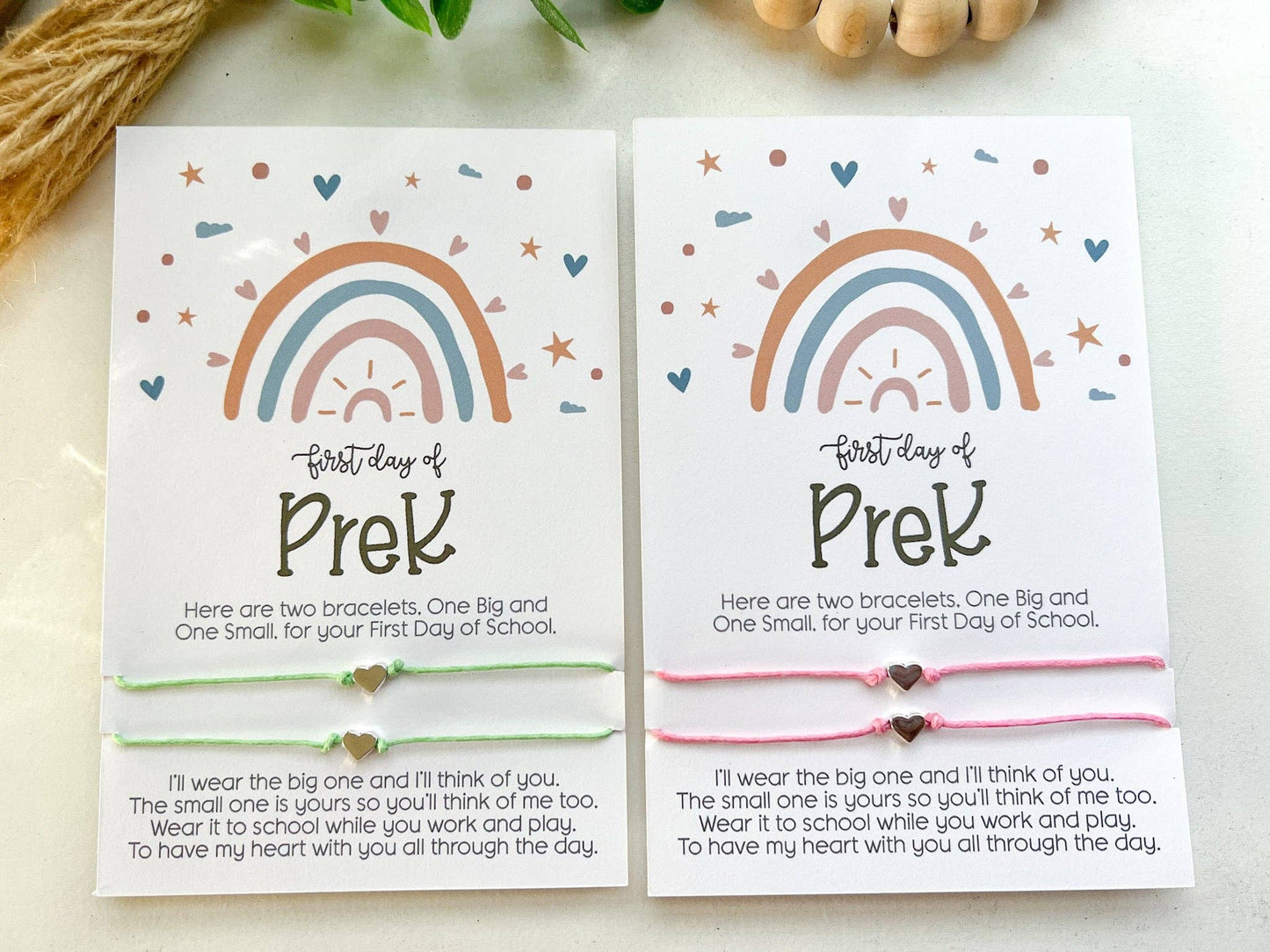 PreK Back to School Wish Bracelet Mommy & Me boho Rainbow