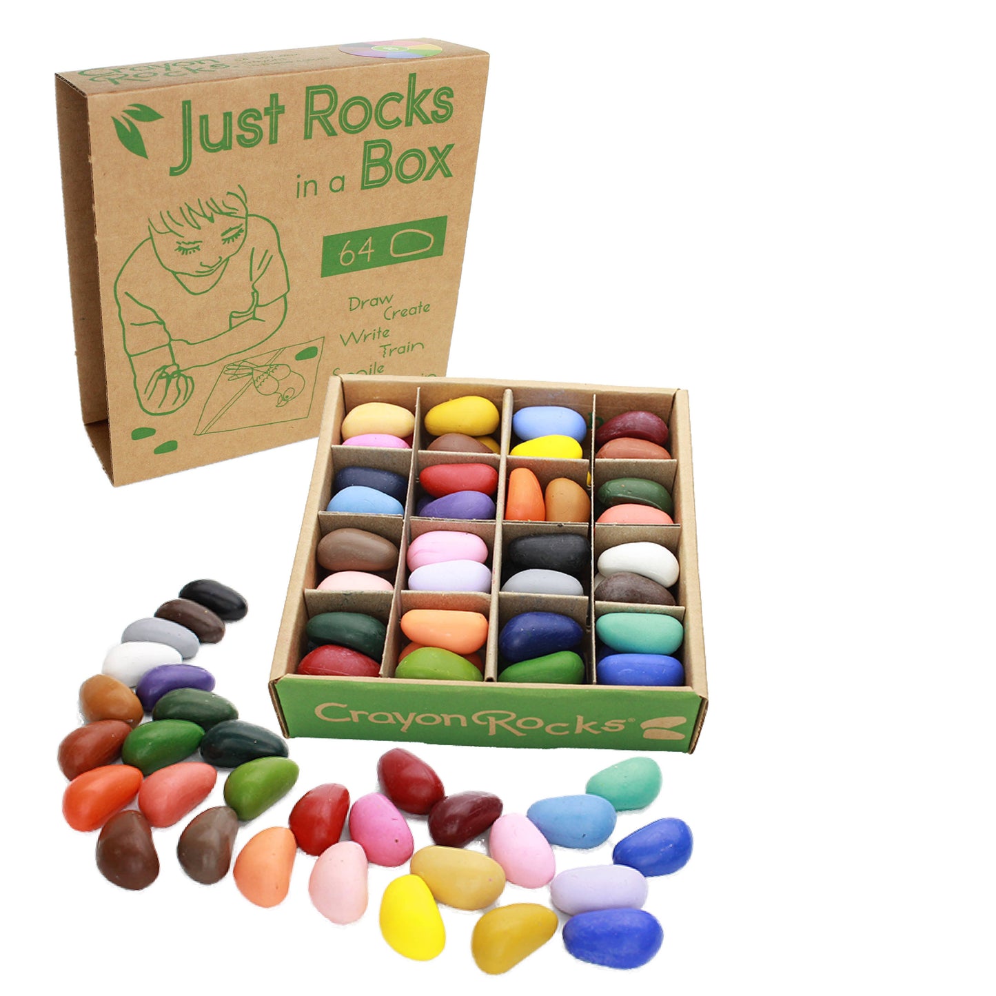 Just Rocks in a Box - 32 Colors / 64 Crayons