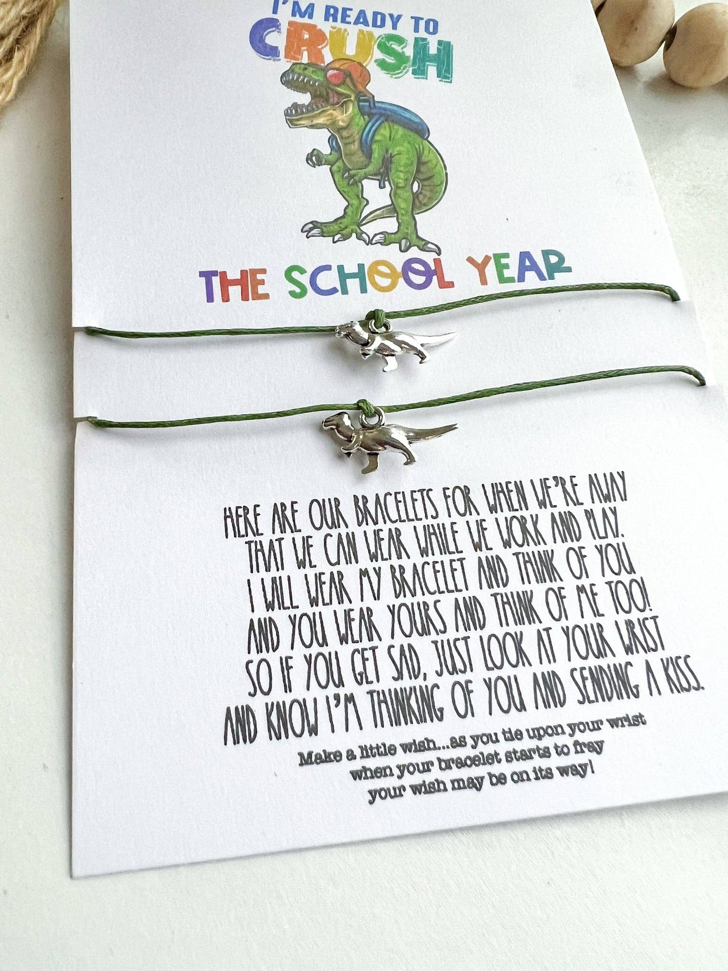 Back to School Wish Bracelet Dinosaur Dino Mommy & Me