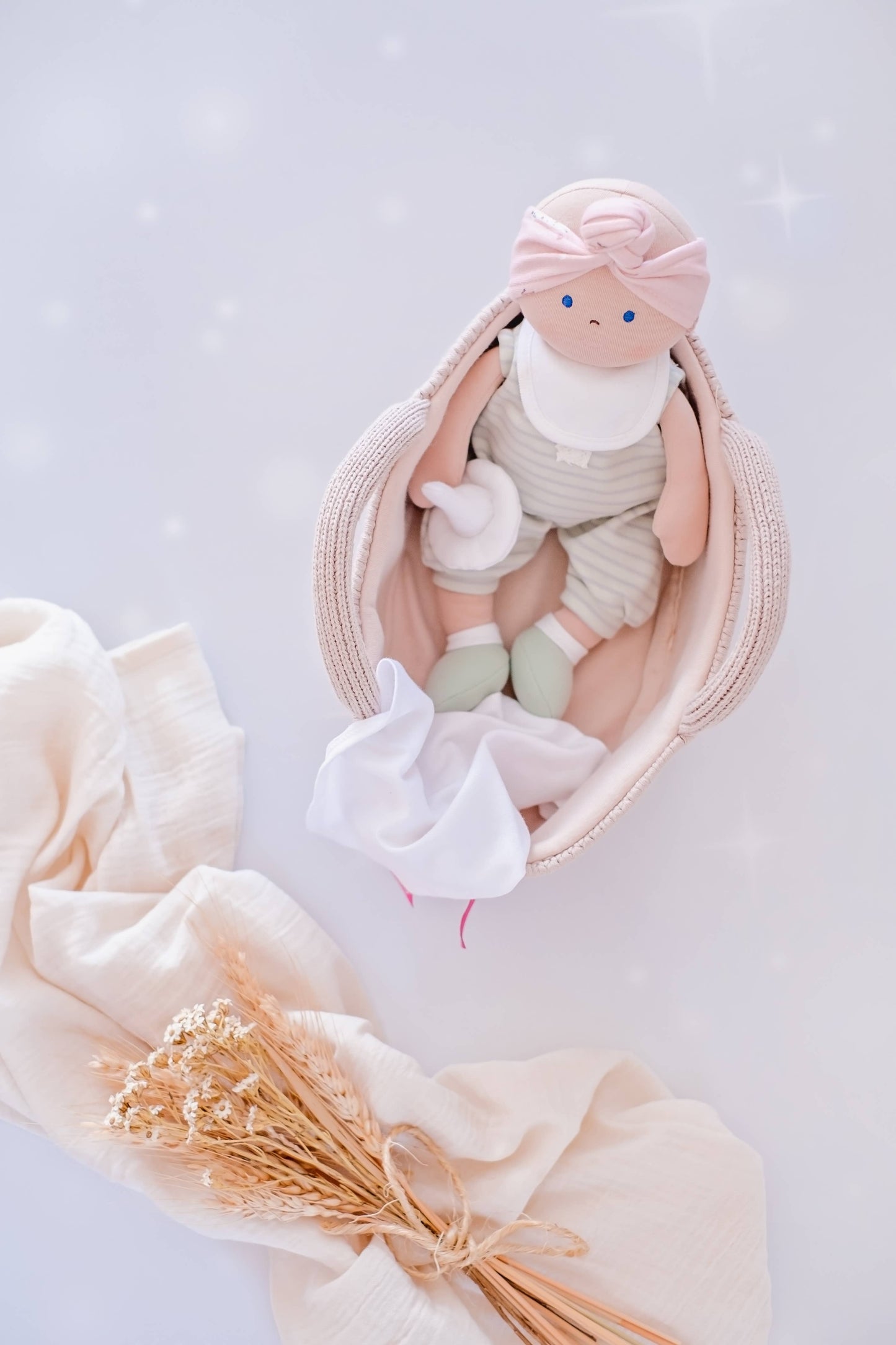 Knitted Carry Cot and baby (sold out)
