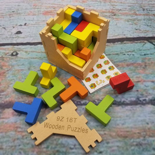 Wood Brain Puzzle 3D Box Building Block Toy